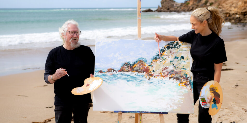 Flat Hog Bristle Artists Paint Brushes with Seascape Art Materials Australia