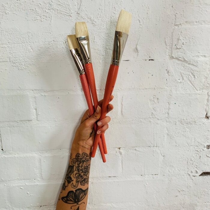9pc Flat Artist Paint Brushes Hog Hair Pro Hart Swagger - Image 3