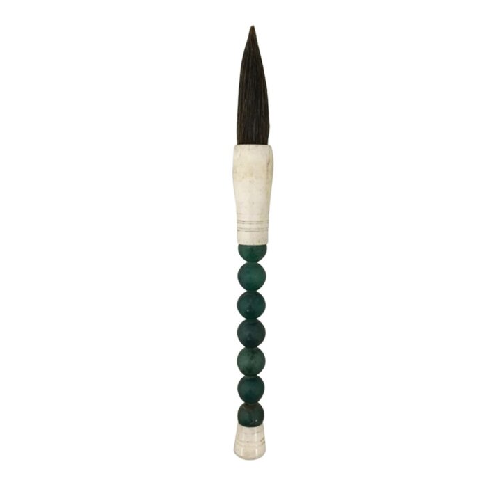 Emerald Green Hues Round Traditional Chinese Calligraphy Paintbrush with Shaped Head