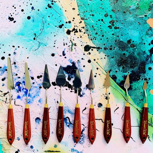 Warhol's Wife Palette Knives on Abstract Painting