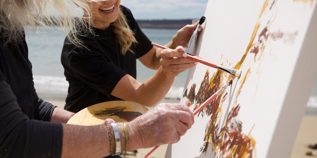 Abstract Paint Brush Techniques with Acrylics Seascape Art Materials Australia