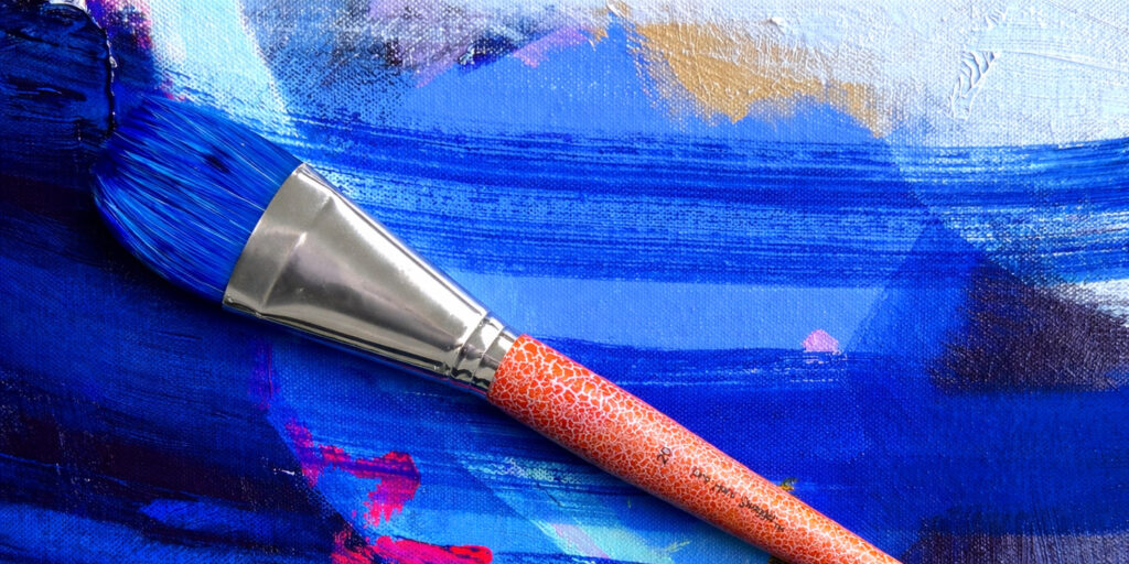 Paint Brushes with Ultramarine Paint Hog Bristle Art Materials Australia